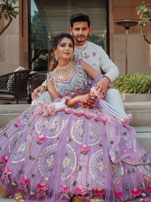 Lavender Colour Dress For Couple