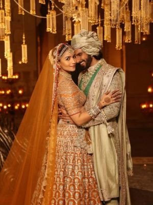 Orange Colour Couple Dress