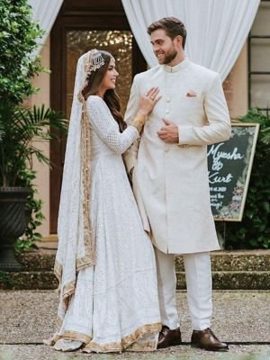 White Colour Couple Dress
