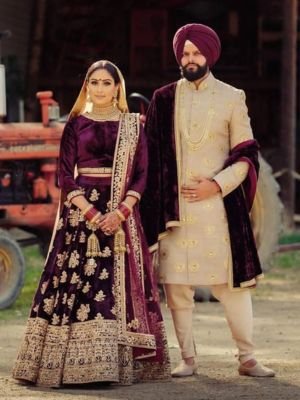 Wine Colour Couple Dress