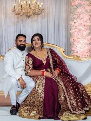 Wine Colour Dress For Wedding Couple